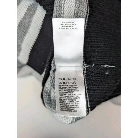 Lucky Brand Black Gray Striped Pullover Knit Long Sleeve Sweater Size XL - Picture 9 of 9